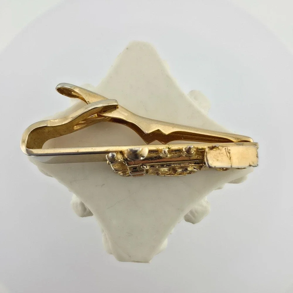 Vintage SWANK Train Tie Clip Tie Bar Tie Clasp Steam Engine Silver Gold Tone
